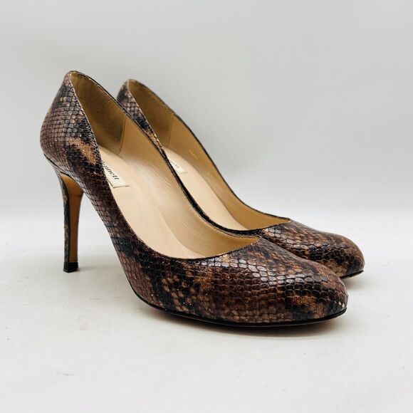 LK Bennett Shoes Womens 8 Brown Black Snake Stilettos Court Heels Cocktail Pumps - Picture 1 of 13